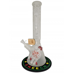 15" Cheech Glass Frosted Art "Give Me Your heart"  Beaker With Dab Pad - [CHE-212]